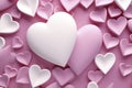 Floating Hearts in a Pink Ambiance.. Generative AI