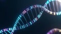 Floating holographic DNA helix with vibrant epigenetic data streams, genome research, holographic visualization Royalty Free Stock Photo