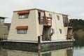 Floating home near Golden Gate Bridge in San Francisco