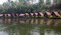 Floating hotel houses on the River Kwai