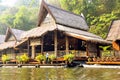 Floating hotel houses on the River Kwai Royalty Free Stock Photo