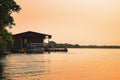 Floating house on the banks of a river in Pantanal Royalty Free Stock Photo