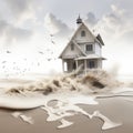 Sandy White House On Beach: Life-like Avian Illustrations With Conceptual Photography