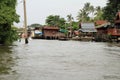 Floating house on Chaophraya, river, Bangkok Royalty Free Stock Photo