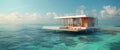 Floating House in the Middle of the Ocean Royalty Free Stock Photo