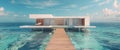 Floating House in the Middle of the Ocean Royalty Free Stock Photo