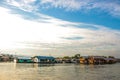 Floating house at the riverside village