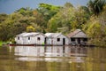 Floating houses in amazon river