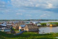 Floating houses on the Itaya river, in Iquitos, Peru