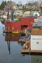 Floating houses and a marina community Portland Oregon Royalty Free Stock Photo