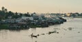 Floating houses on Mekong River Royalty Free Stock Photo