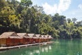 Floating houses in national park of Khao Sok in Thailand Royalty Free Stock Photo