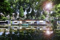 Floating houses surrounded by vegetation Royalty Free Stock Photo