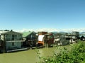 Floating houses at Vancouver Marina, Fraser River, Richmond, BC, Canada Royalty Free Stock Photo