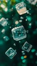 Floating Ice Cubes in Aquatic Environment with Bubble Effects Royalty Free Stock Photo