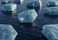Floating Ice Cubes on Dark Water Royalty Free Stock Photo