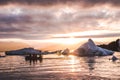 Beautiful sunset sunrise in the Glacier lagoon Jokulsarlon Iceland Royalty Free Stock Photo