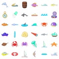 Floating icons set, cartoon style Royalty Free Stock Photo