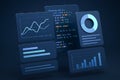 floating interface with graphs and code display for data analysis and technology visualization. concept of digital innovation Royalty Free Stock Photo