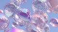 Iridescent Soap Bubbles Floating in Blue Sky - Dreamy Abstract Background Royalty Free Stock Photo