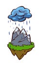 Floating island mountain rain