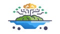 Floating Island with Tree and Brain Connections, Eco-Intelligence, Smart Nature, vector design Generative AI Royalty Free Stock Photo