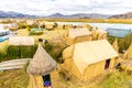 Floating Islands on Lake Titicaca Puno, Peru, South America, thatched home. Dense root that plants Khili Royalty Free Stock Photo