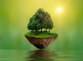 Floating islands with trees Lake river in the sky World Environment Day World Conservation Day environment Royalty Free Stock Photo