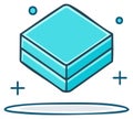 Floating isometric block cartoon icon, vector illustration of a layered data cube for technology Royalty Free Stock Photo