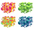 Floating isometric group of cubes composition over white