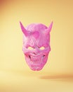 Floating Japanese Pink Blue Oni Demon Hannya Theatre Mask Folklore