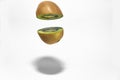 Floating kiwi fruit sliced on half Royalty Free Stock Photo