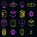 Floating lantern icons set vector neon Royalty Free Stock Photo