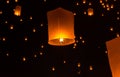 Floating Lantern on Yee Peng festival, thai lanna traditional Royalty Free Stock Photo