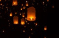 Floating Lantern on Yee Peng festival, thai lanna traditional Royalty Free Stock Photo