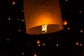 Floating Lantern on Yee Peng festival, thai lanna traditional Royalty Free Stock Photo