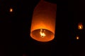 Floating Lantern on Yee Peng festival, thai lanna traditional Royalty Free Stock Photo