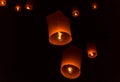 Floating Lantern on Yee Peng festival, thai lanna traditional Royalty Free Stock Photo