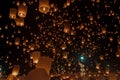 Floating lanterns or Balloon on the sky background. Royalty Free Stock Photo