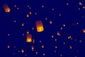 Floating lanterns or Balloon on the sky background. Royalty Free Stock Photo