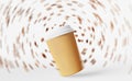 Floating latte cup flying beans 3D render motion blur copy space Energy sip Need to focus Drink coffee Coffee to go sale Royalty Free Stock Photo