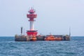 Floating lighthouse and boat in Kiel Royalty Free Stock Photo
