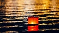 Floating lighting water Lanterns on river at night Royalty Free Stock Photo