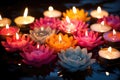 floating lotus flower candles on water