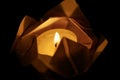 Floating lotus flower on water. Festival paper lanterns at night. Close up and shallow depth of field.