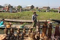 Floating market and boat souvenir seller in Inle,