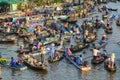 The floating market in Mekong Delta, Vietnam