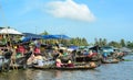 Floating market on Mekong river in Soc Trang, Vietnam Royalty Free Stock Photo