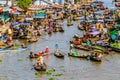 Floating market in Mekong River, South of Vietnam Royalty Free Stock Photo