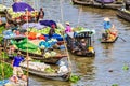 Floating market in Mekong River, South of Vietnam. Royalty Free Stock Photo